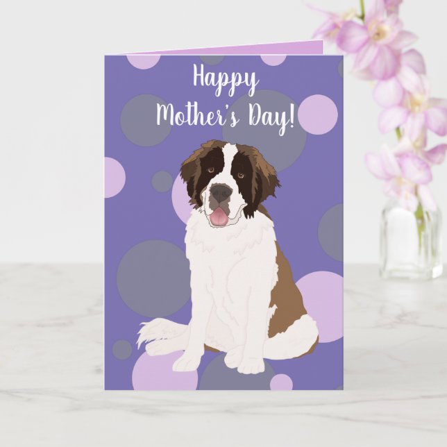 Saint Bernard Mother’s Day  Card (Orchid)