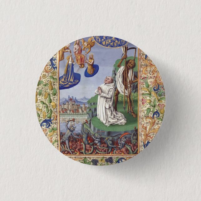 Saint Bernard of Clairvaux Medieval Illustration 3 Cm Round Badge (Front)
