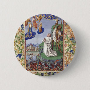 Saint Bernard of Clairvaux Medieval Illustration 6 Cm Round Badge