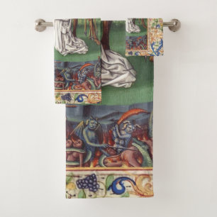 Saint Bernard of Clairvaux Medieval Illustration Bath Towel Set