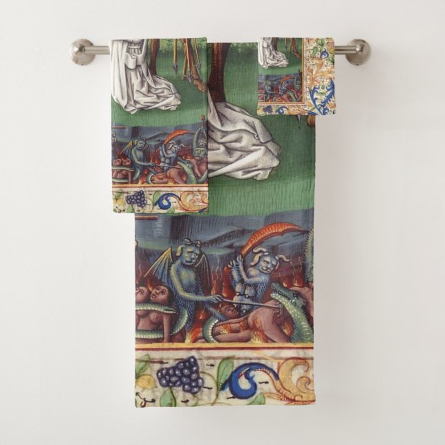 Saint Bernard of Clairvaux Medieval Illustration Bath Towel Set (Insitu)