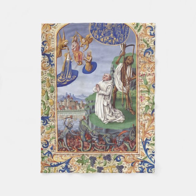Saint Bernard of Clairvaux Medieval Illustration Fleece Blanket (Front)
