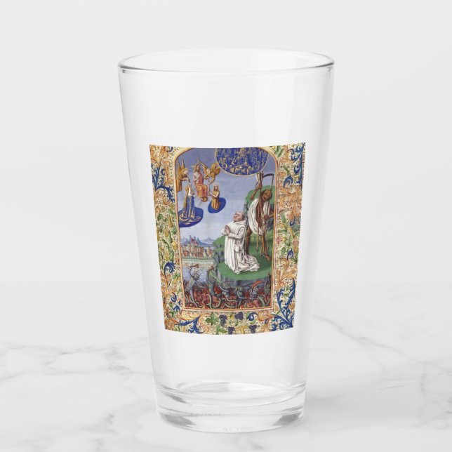 Saint Bernard of Clairvaux Medieval Illustration Glass (Front)