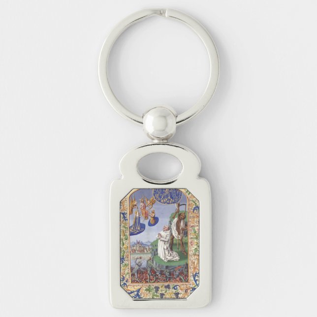 Saint Bernard of Clairvaux Medieval Illustration Key Ring (Front)