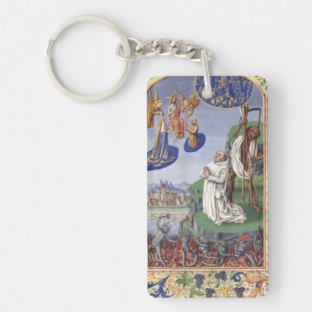 Saint Bernard of Clairvaux Medieval Illustration Key Ring (Front)