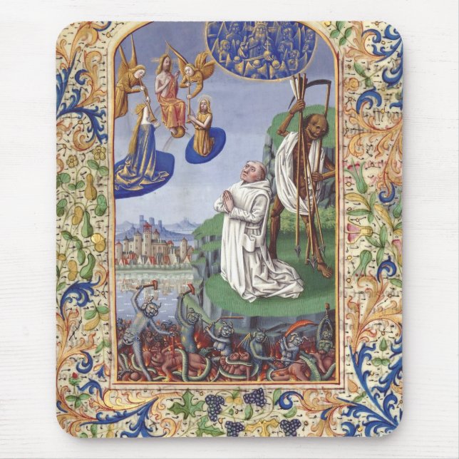 Saint Bernard of Clairvaux Medieval Illustration Mouse Mat (Front)