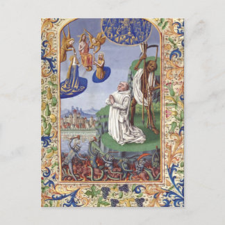 Saint Bernard of Clairvaux Medieval Illustration Postcard