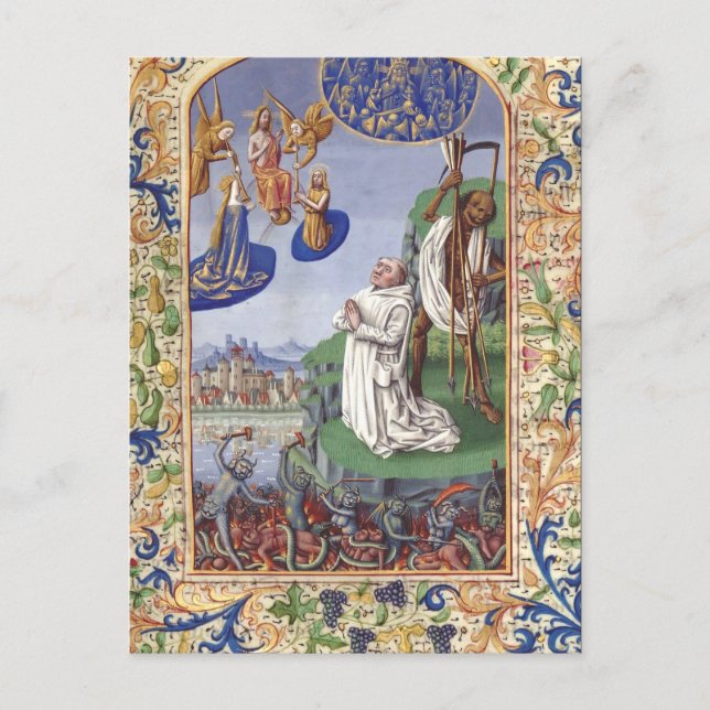 Saint Bernard of Clairvaux Medieval Illustration Postcard (Front)