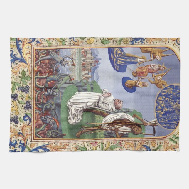 Saint Bernard of Clairvaux Medieval Illustration Tea Towel (Horizontal)