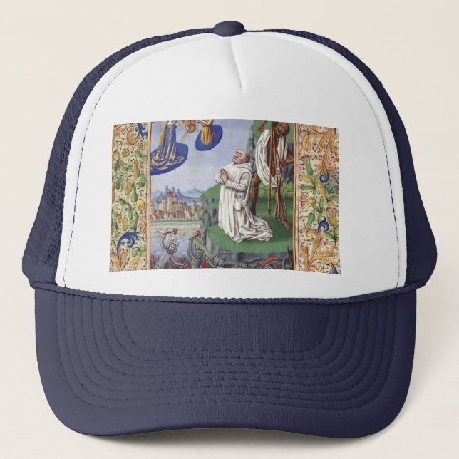 Saint Bernard of Clairvaux Medieval Illustration Trucker Hat (Front)
