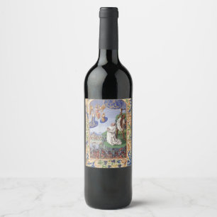 Saint Bernard of Clairvaux Medieval Illustration Wine Label