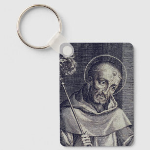 Saint Bernard of Clairvaux Mellifluous Doctor Art Key Ring