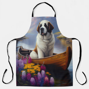 Saint Bernard on a Paddle: A Scenic Adventure Apron