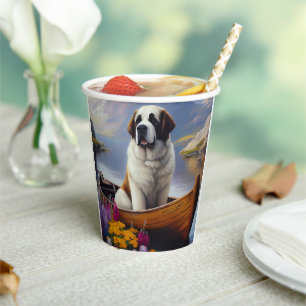 Saint Bernard on a Paddle: A Scenic Adventure Paper Cups