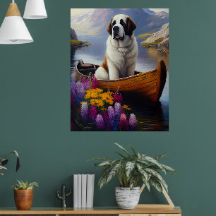 Saint Bernard on a Paddle: A Scenic Adventure  Poster