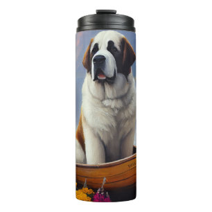 Saint Bernard on a Paddle: A Scenic Adventure Thermal Tumbler