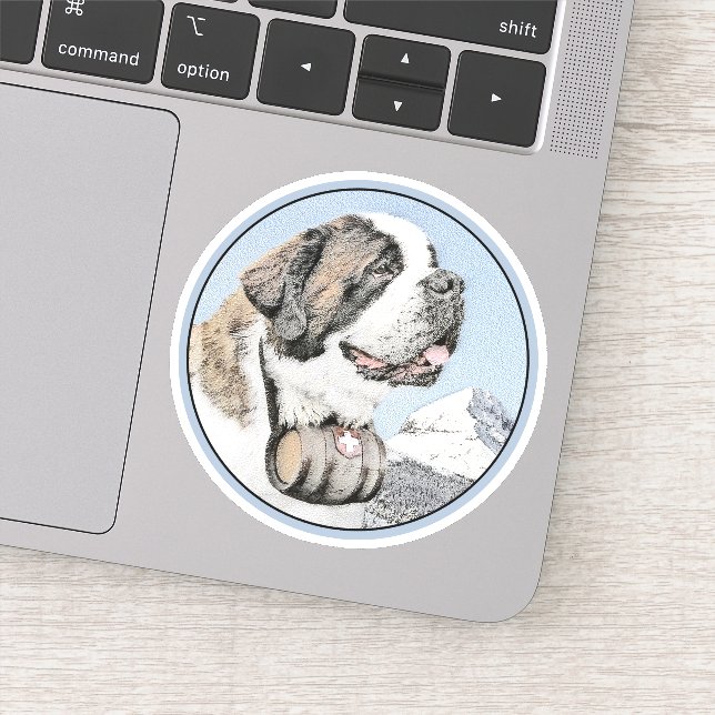 Saint Bernard Painting - Cute Original Dog Art (Detail)