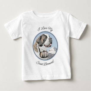 Saint Bernard Painting - Cute Original Dog Art Baby T-Shirt