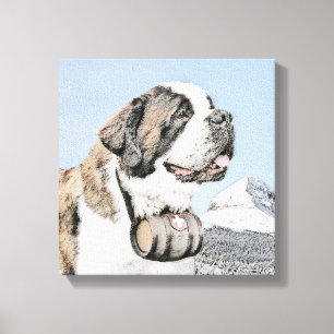 Saint Bernard Painting - Cute Original Dog Art Canvas Print
