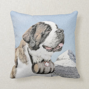 Saint Bernard Painting - Cute Original Dog Art Cushion