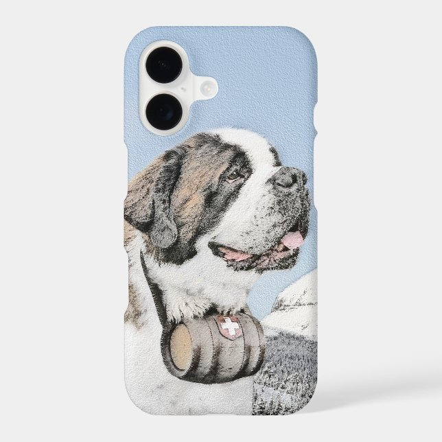 Saint Bernard Painting - Cute Original Dog Art iPhone Case (Back)