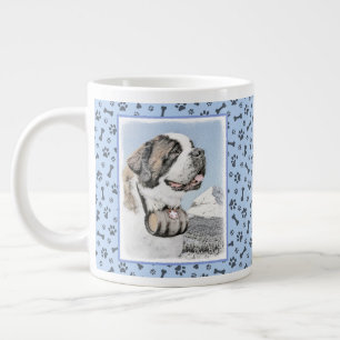 Saint Bernard Painting - Cute Original Dog Art Large Coffee Mug