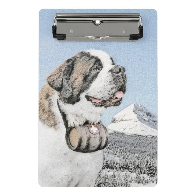 Saint Bernard Painting - Cute Original Dog Art Mini Clipboard (Front)