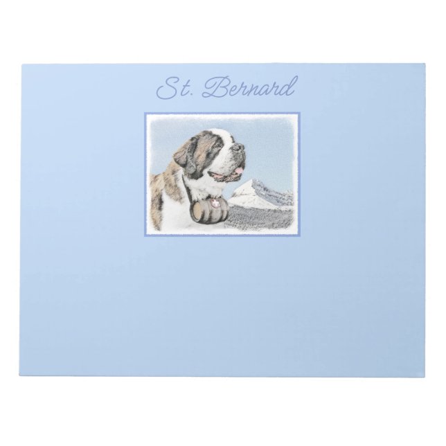 Saint Bernard Painting - Cute Original Dog Art Not Notepad (Front)