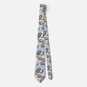 Saint Bernard Painting - Cute Original Dog Art Tie