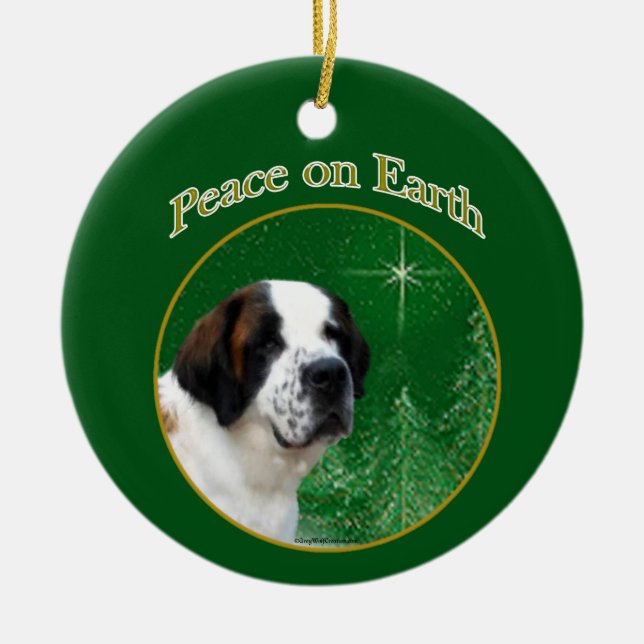 Saint Bernard Peace Ceramic Tree Decoration (Front)