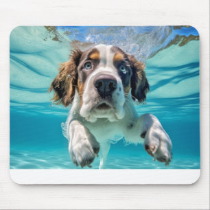 Saint Bernard Pet Dog Animal Fun Playing Mouse Mat