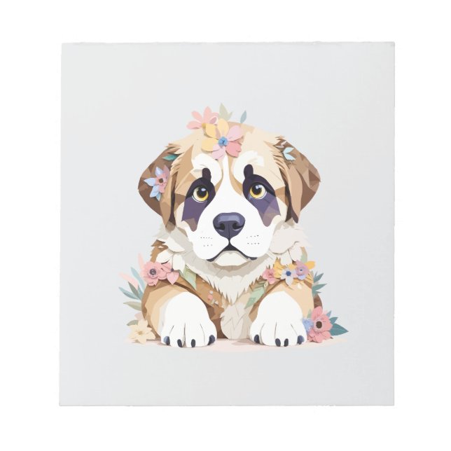 Saint Bernard Playful Adorable Fun Animal Colourfu Notepad (Front)