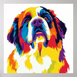 Saint Bernard Portrait Illustration Watercolour Poster
