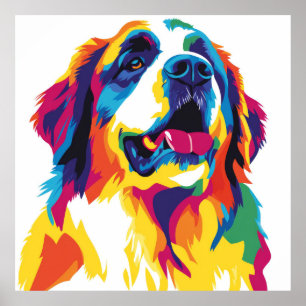 Saint Bernard Portrait Illustration Watercolour Poster