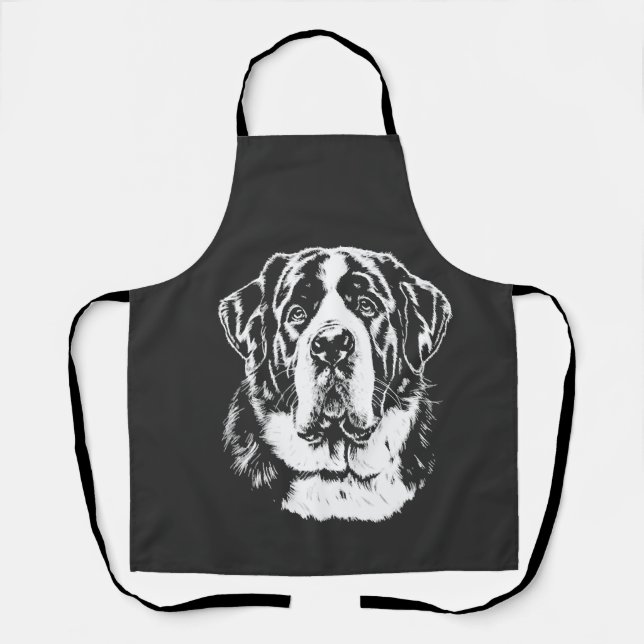 Saint Bernard Portrait  Minimalist Apparel Apron (Front)