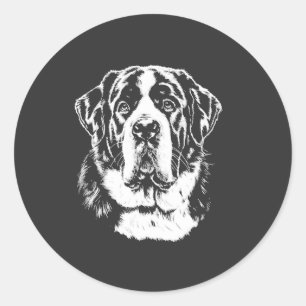 Saint Bernard Portrait Minimalist Apparel Classic Round Sticker