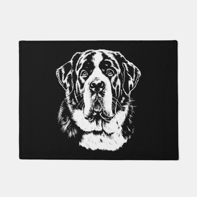Saint Bernard Portrait  Minimalist Apparel Doormat (Front)
