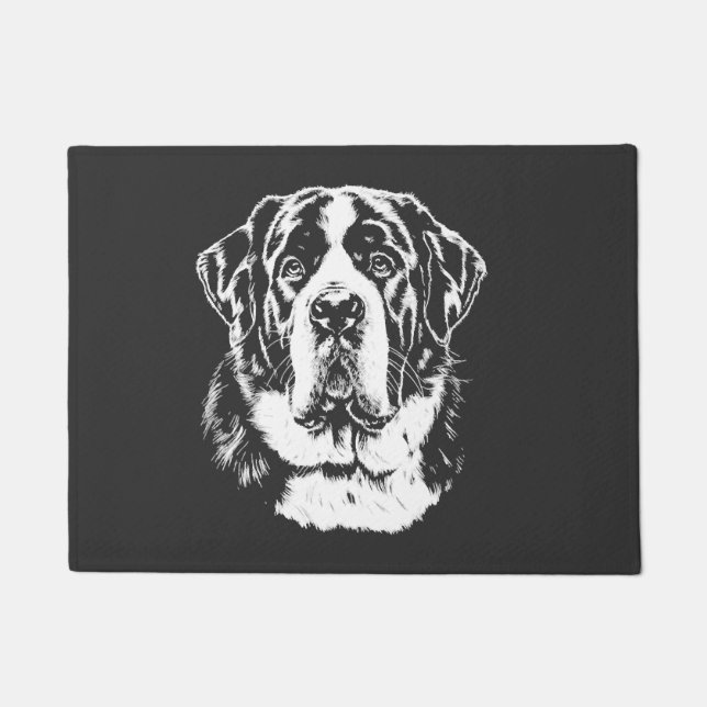 Saint Bernard Portrait  Minimalist Apparel Doormat (Front)