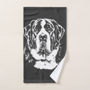 Saint Bernard Portrait  Minimalist Apparel Hand Towel