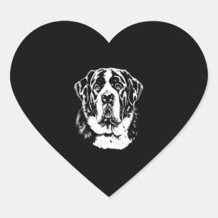 Saint Bernard Portrait Minimalist Apparel Heart Sticker