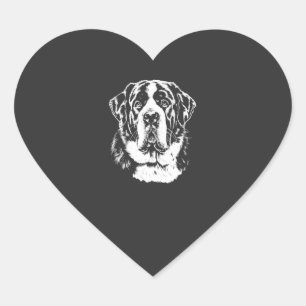 Saint Bernard Portrait Minimalist Apparel Heart Sticker