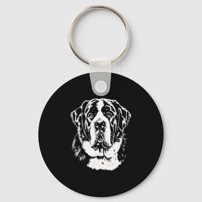 Saint Bernard Portrait  Minimalist Apparel Key Ring (Front)