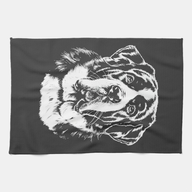 Saint Bernard Portrait  Minimalist Apparel Tea Towel (Horizontal)