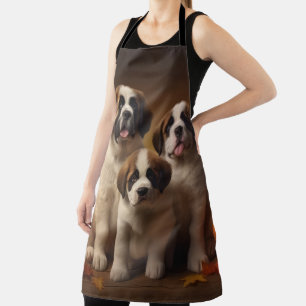 Saint Bernard Puppy Autumn Delight Pumpkin Apron