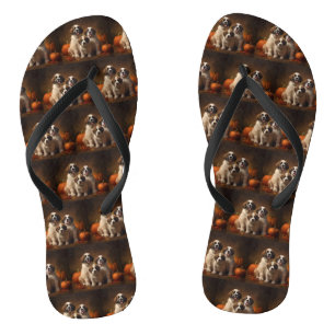 Saint Bernard Puppy Autumn Delight Pumpkin Flip Flops