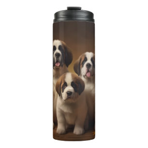 Saint Bernard Puppy Autumn Delight Pumpkin Thermal Tumbler