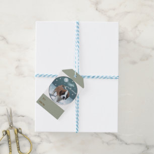 Saint Bernard Puppy Christmas Gift Tags