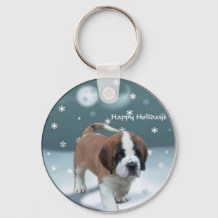 Saint Bernard Puppy Christmas Gifts Key Ring