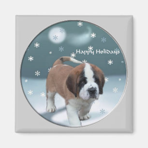 Saint Bernard Puppy Christmas Gifts Magnet