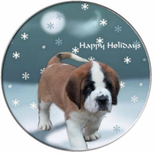 Saint Bernard Puppy Christmas Gifts Photo Sculpture Decoration